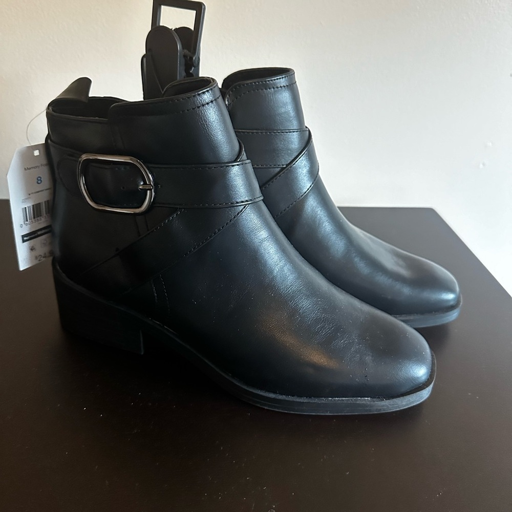 NEW WITH TAGS Time and Tru black boots, memory foam comfort ankle.